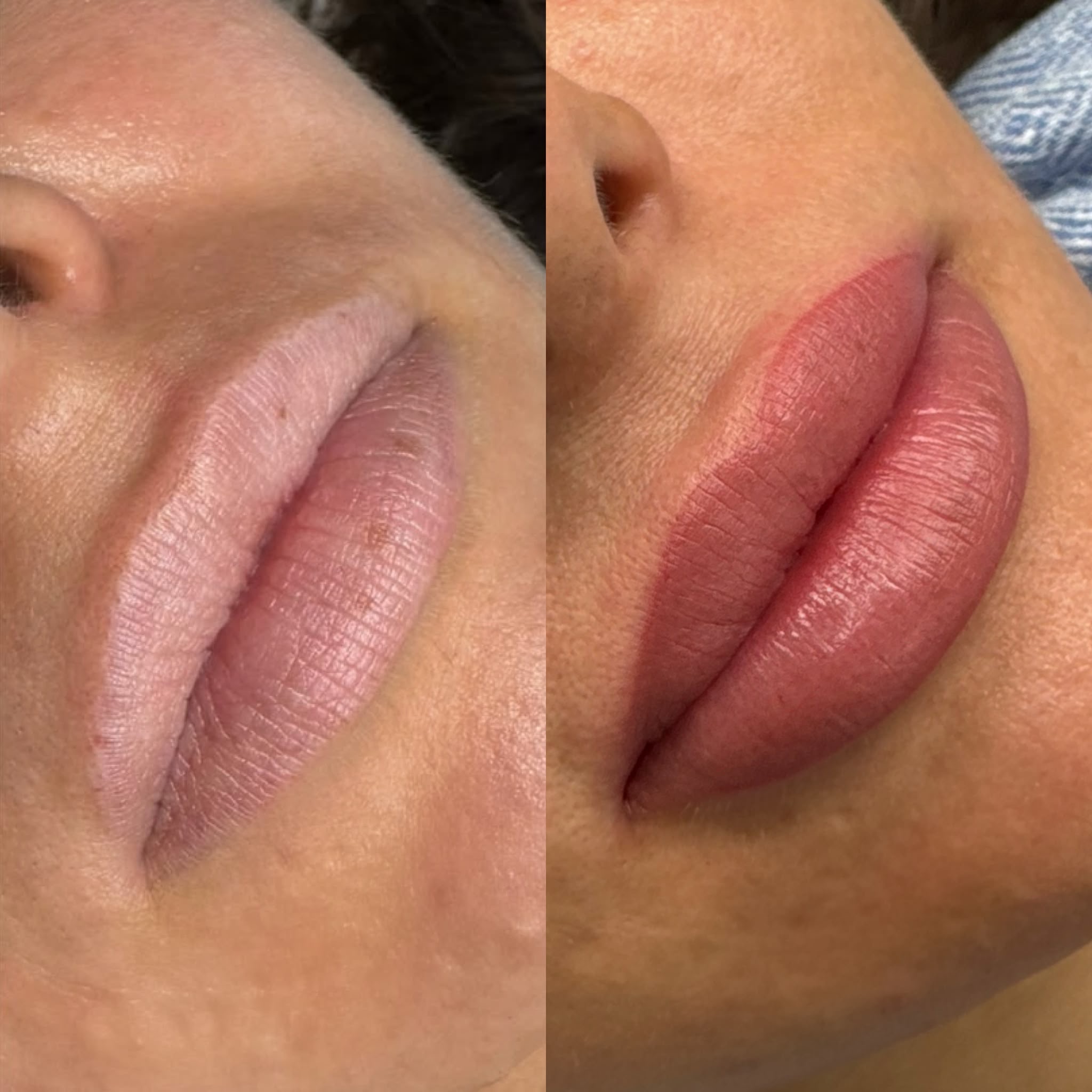 Lip blush, before and after