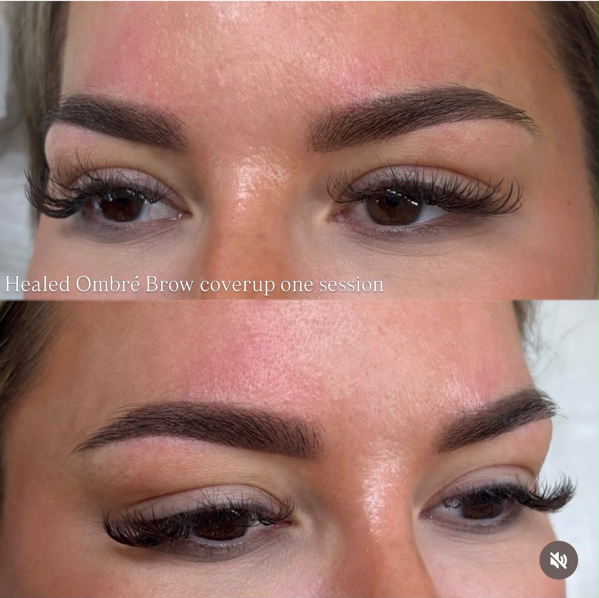 Healed ombre brows, settled and natural