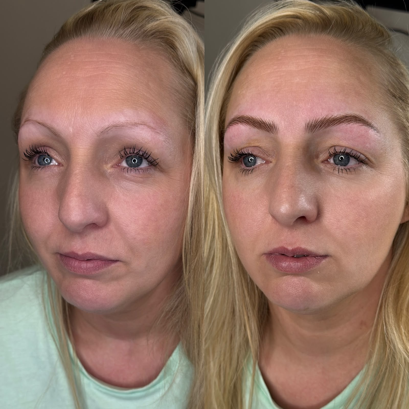 Hyper realism brow transformation, before and after